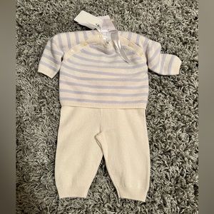 Baby blue and cream Ralph Lauren 2 piece cashmere sweater and pants set